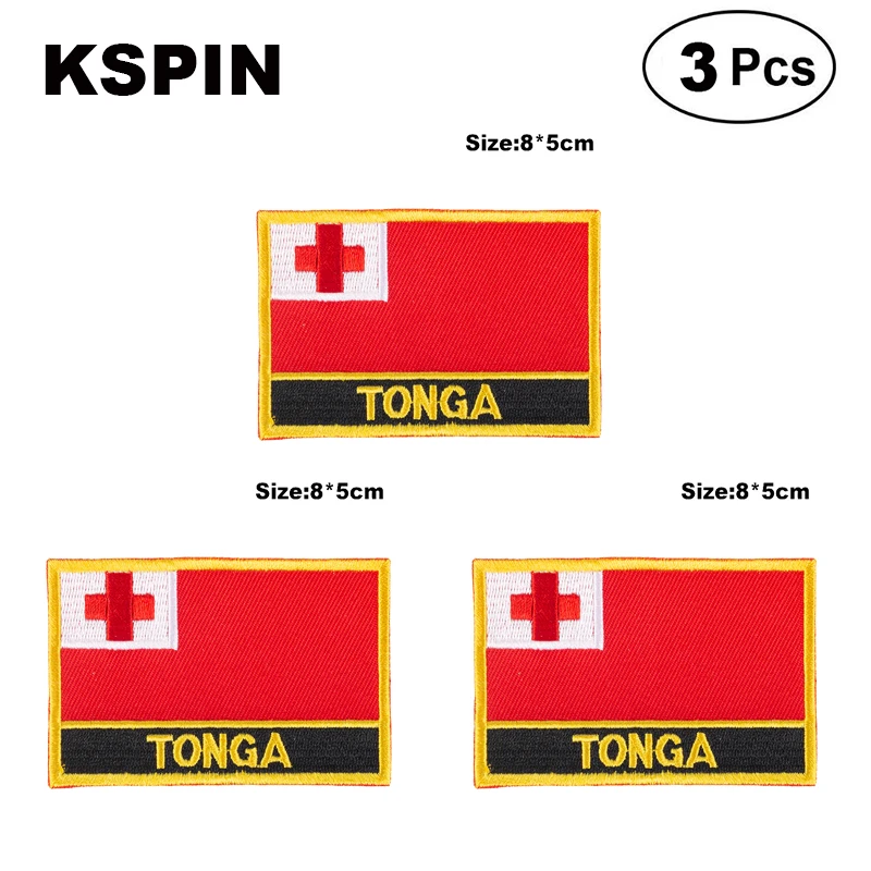 

Tonga Rectangular Shape Flag patches embroidered flag patches national flag patches for clothing DIY Decoration