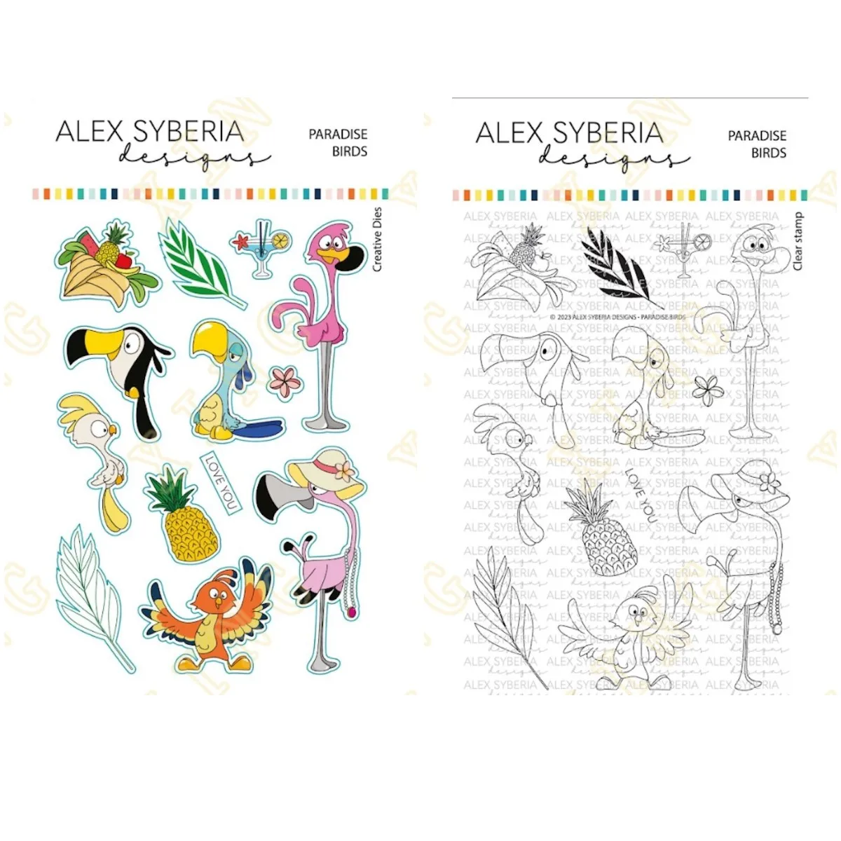 

Paradise Birds Metal Cutting Dies Clear Stamps Scrapbook Diary Secoration Embossing Stencil Template Diy Greeting Card Handmade