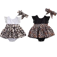 newborn infant baby girl tutu romper leopard jumpsuit bodysuit tops with headband 2pcs spring outfit clothes set