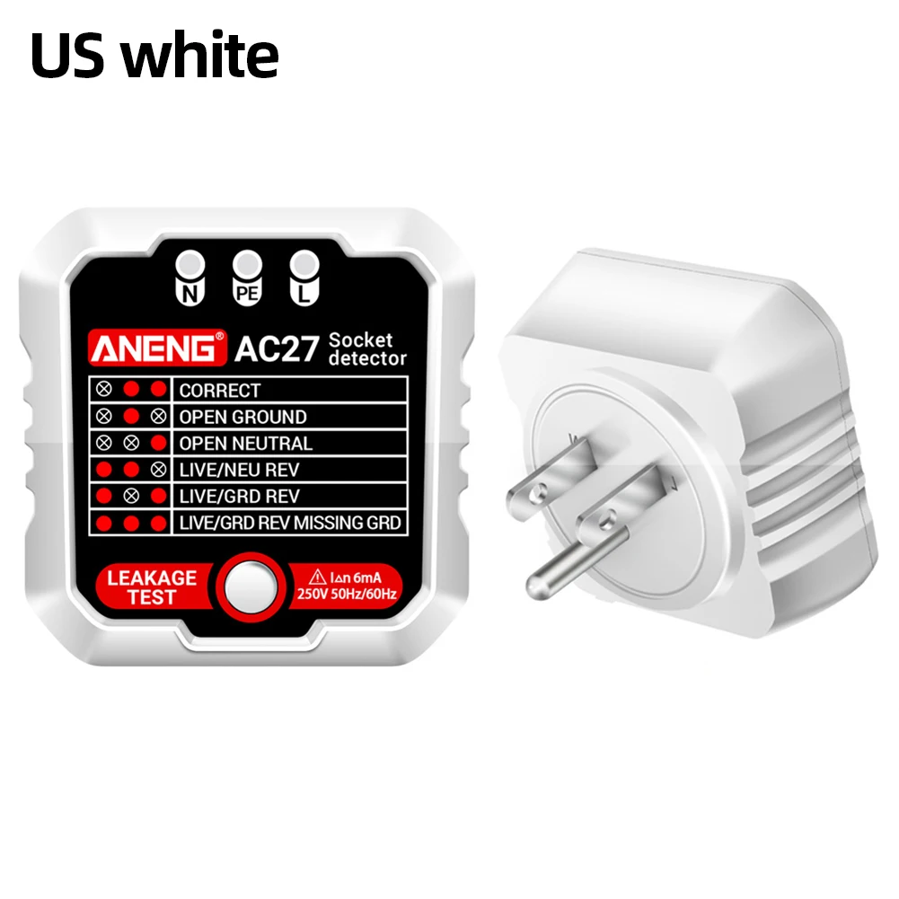 ANENG AC27 Интеллектуальный тестер розеток Цифровой дисплей Полярность фазы Pheck