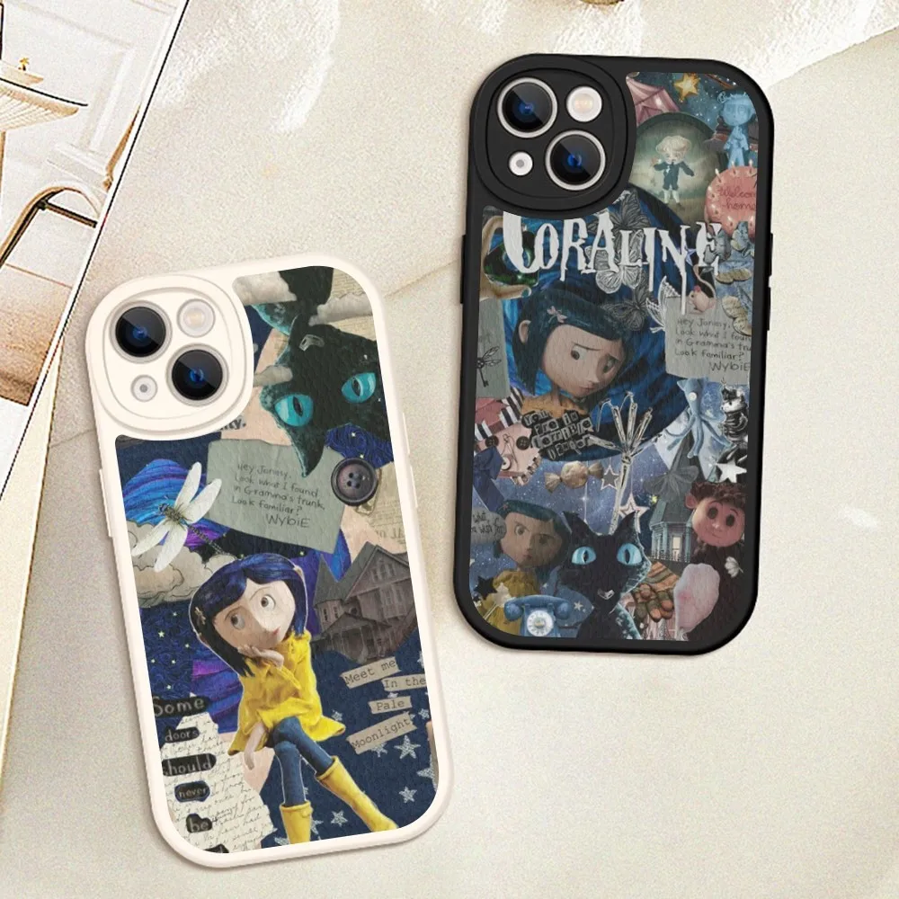 Anime C-coraline Phone Case Hard Leather For IPhone 16 15 14 13 12 Mini 11 Pro Max Xs X Xr 7 8 Plus Fundas