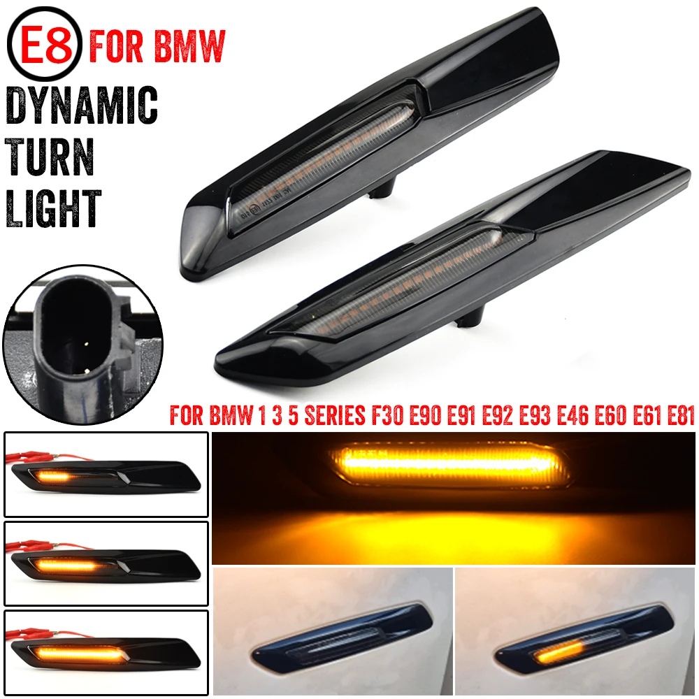 

2pc Dynamic Amber 12V LED Side Marker Lights Turn Signal Lamp For BMW 1 3 5 Series F30 E90 E91 E92 E93 E46 E60 E61 BMW F10 Style