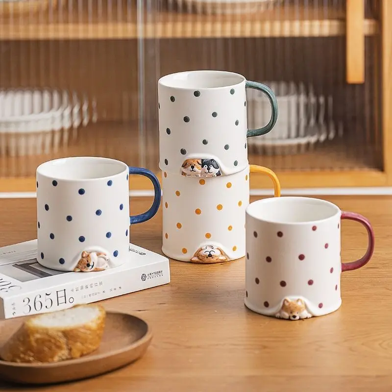 Cartoon Dog Animal Coffee Mug Breakfast Cup Ceramic Mugs With Handle Tea Milk Oatmeal Creative Birthday Gifts Party Drinkware