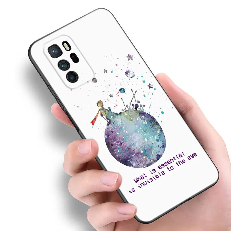Little Prince And Fox Black Silicone Phone Case For Xiaomi POCO X3 X4 NFC F4 GT F5 F6 M4 M6 X5 X6 NEO Pro 5G M5