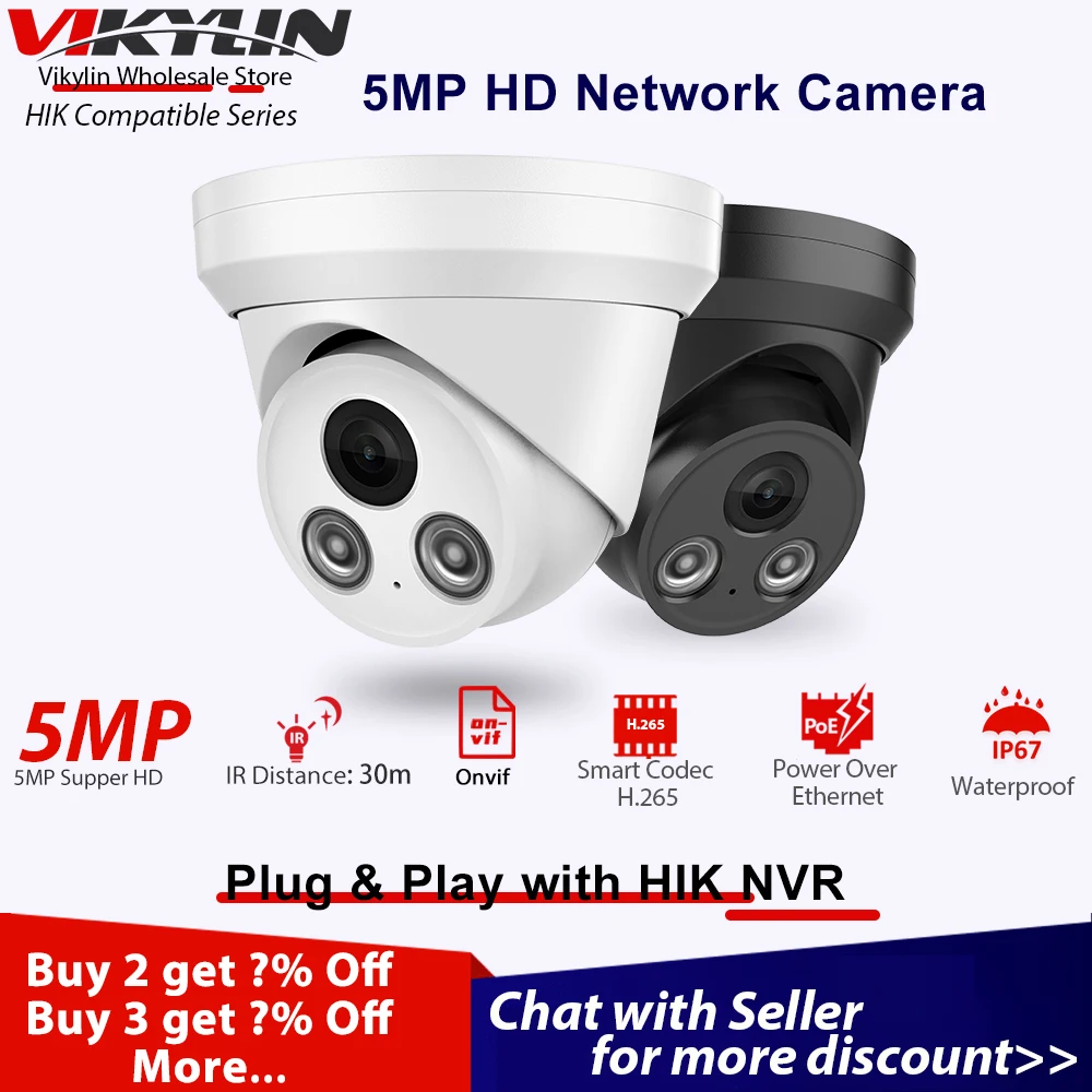For Hikvision Compatible Ip Cam With Mic Human Vehicle Detec