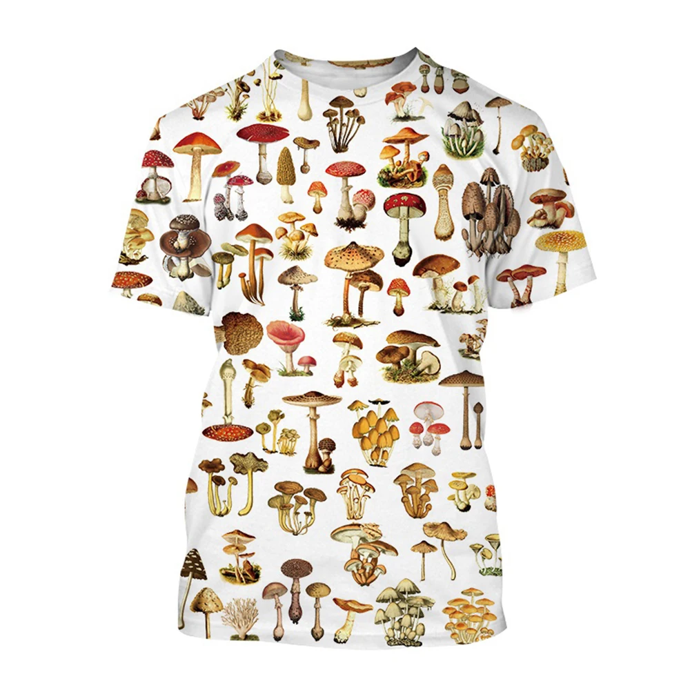 

Mushroom Funny 3D Print Summer Tees Streetwear Crew Neck T-shirt Short Sleeve Harajuku Oversized Men Women Tops Trend Clothing