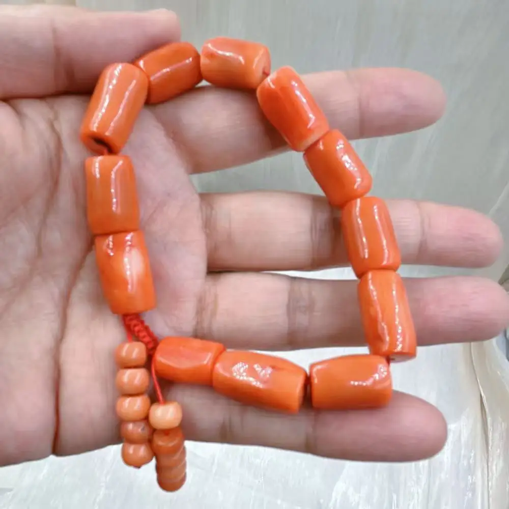 7-9 дюймов 10-12 мм Тибет Aka натуральная колонна оранжевый морской бамбук коралл