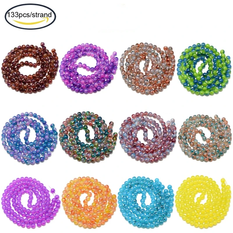 

1Strand Baking Painted Glass Beads Strands Imitation Opalite Round Dark Cyan 6mm Hole: 1.3~1.6mm; about 133PCS/strand 31.4inches