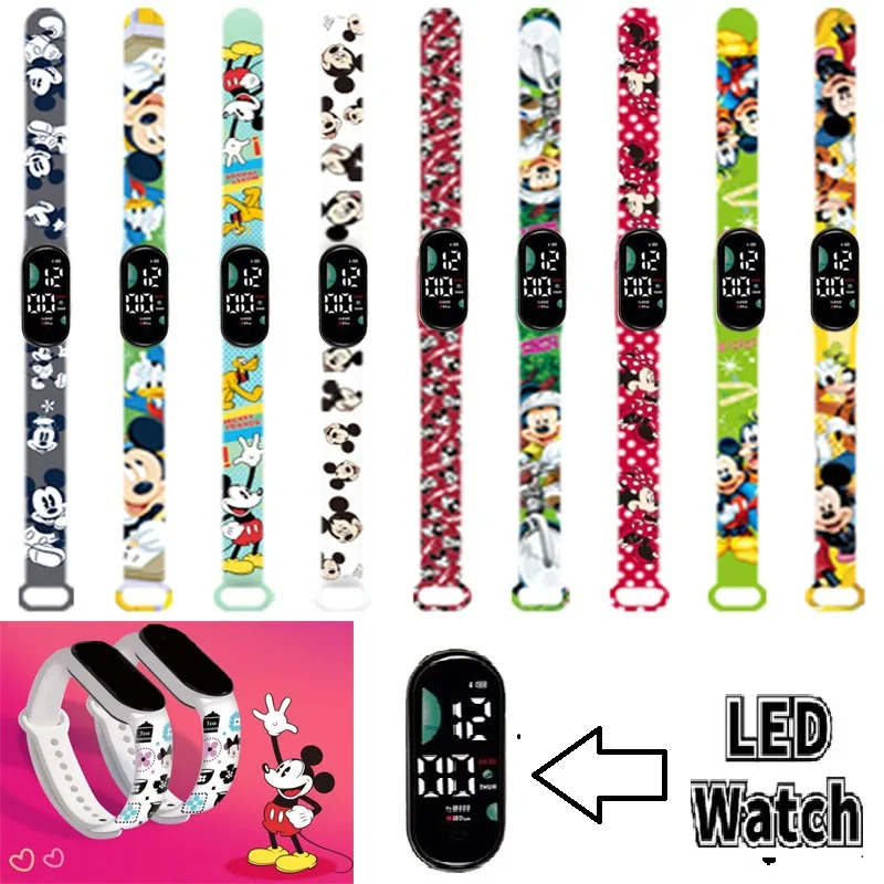 

Disney Mickey children's watches anime Belle princess LED touch waterproof electronic kids watch Festive gift