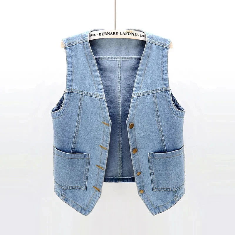 

Denim vest women's short loose sleeveless coat vest P3 871