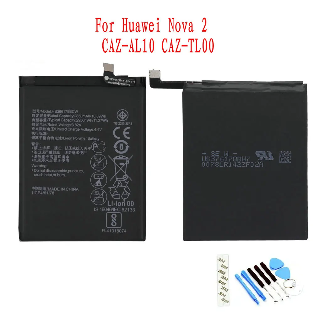 Оригинальный аккумулятор 3,82 в, 2950 мАч, HB366179ECW для Huawei Nova 2, Nova 2