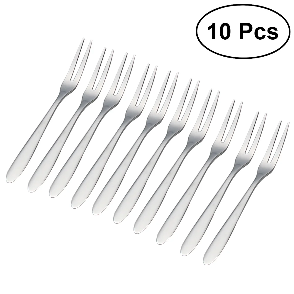 

10pcs Stainless Steel Cocktail Forks Fruit Cake Forks Dessert Forks