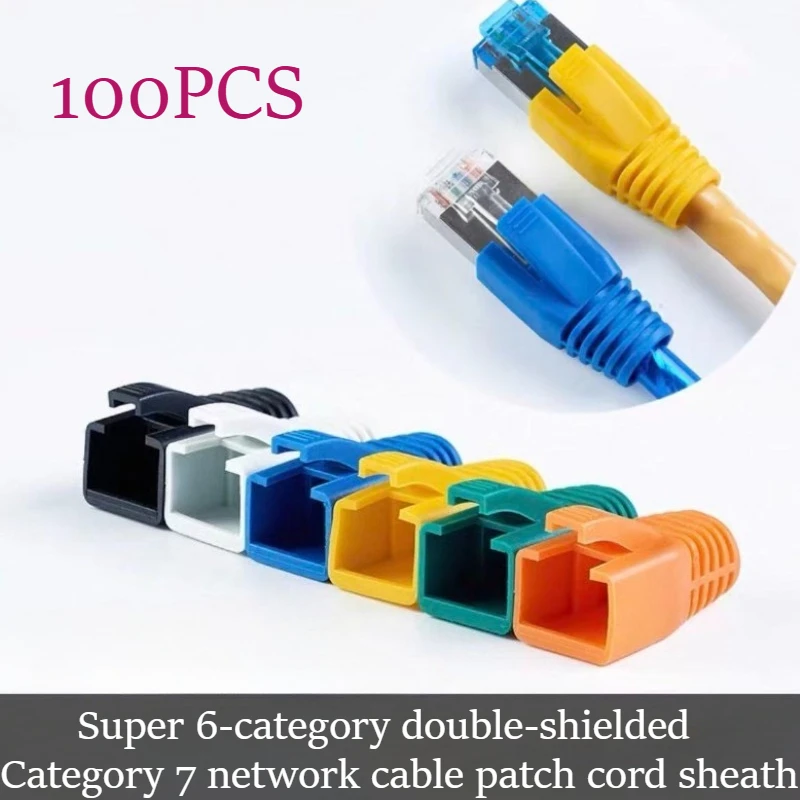 Фото 10 шт. защитных колпачков RJ45 для сетевых кабелей Cat6a/Cat7, разноцветные защитные чехлы из ТПУ для разъемов Ethernet Cat 7 №1