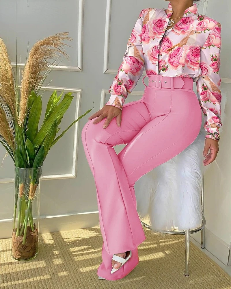 Костюм женский из двух предметов Офисная рубашка в африканском стиле Кардиган с