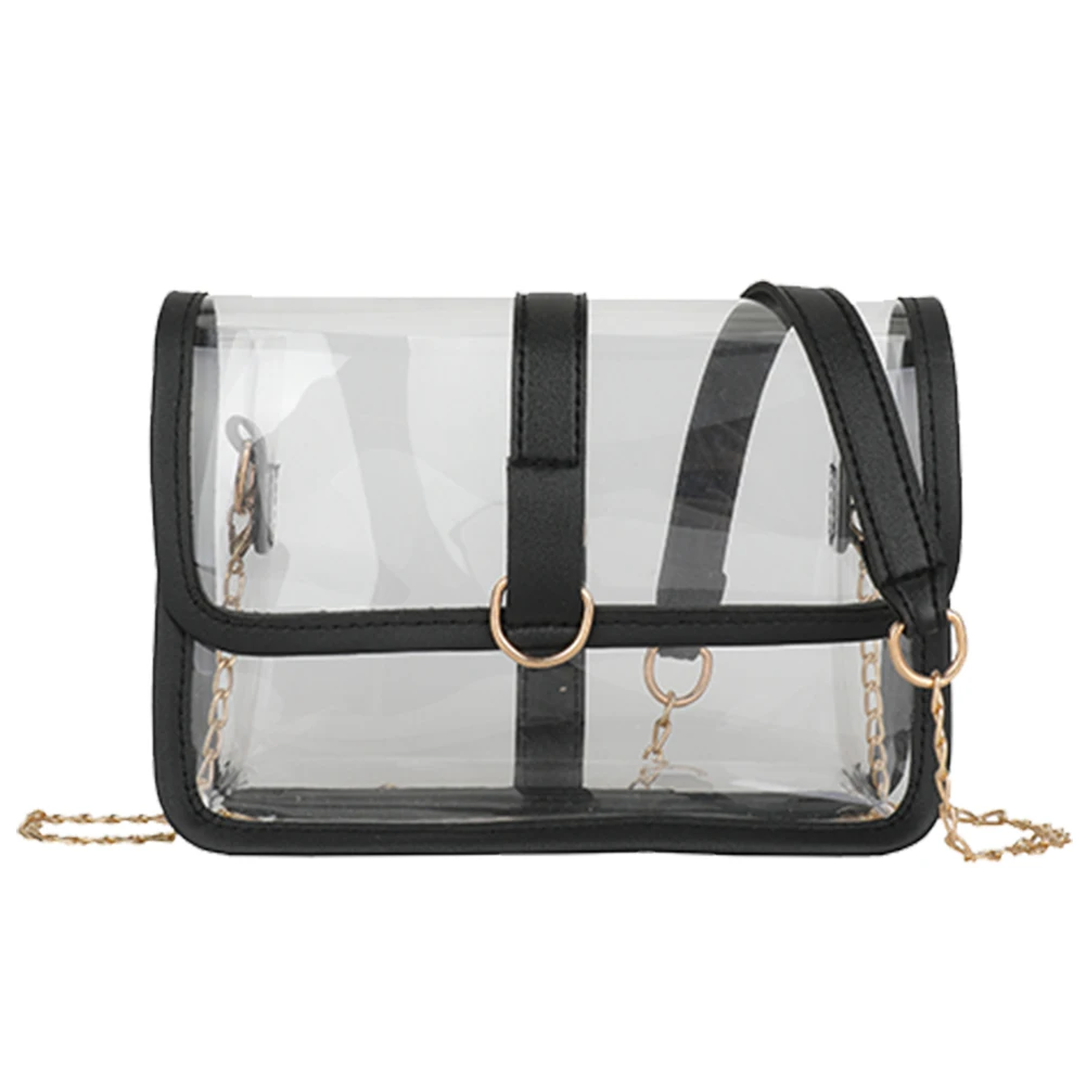 

Transparent Crossbody Bag Waterproof Chic Sling Bag PVC Satchel Bag Detachable Strap for Working and Concert