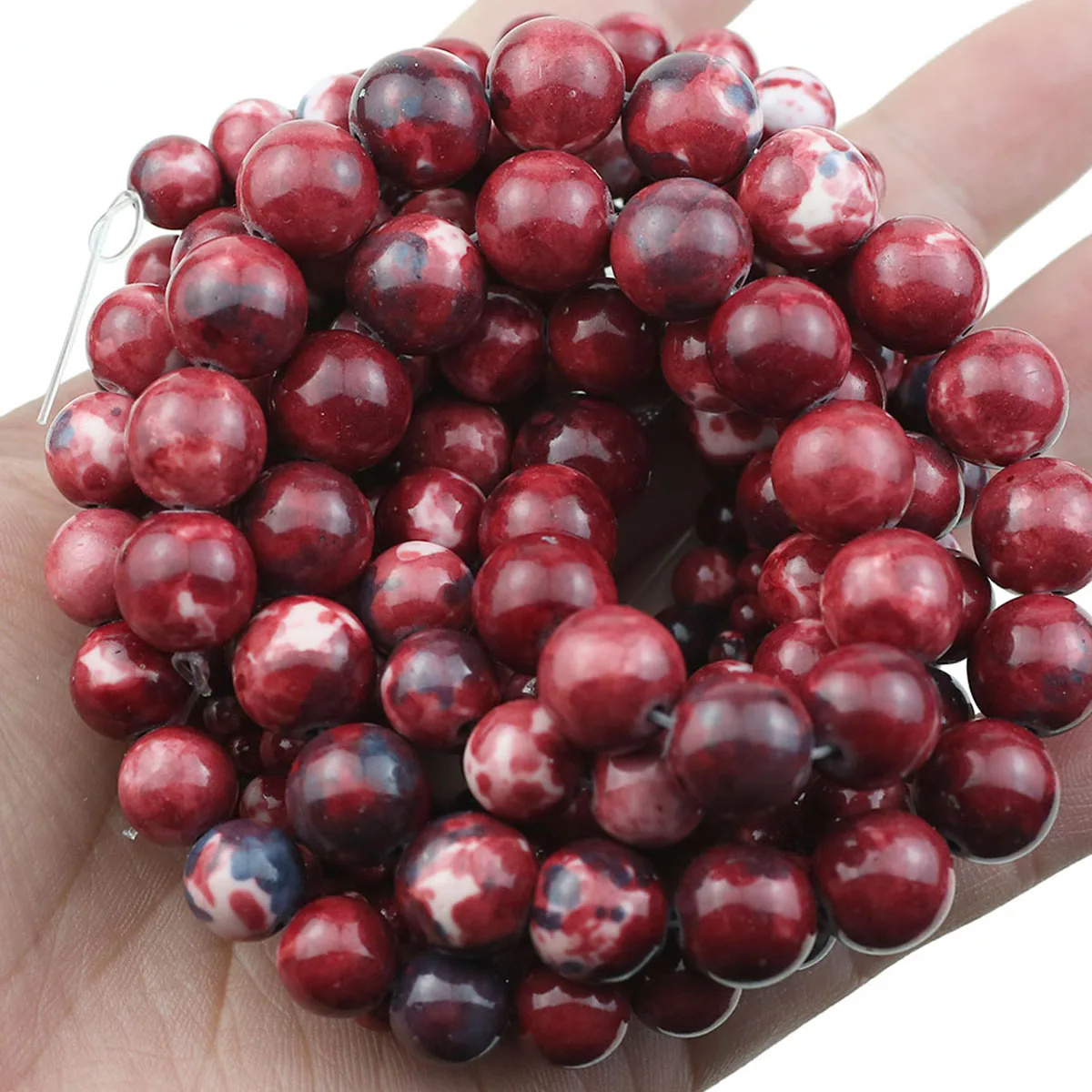 4/6/8/10/12 мм темно-красный белый синтетический Raindrop камень круглый свободный бисер