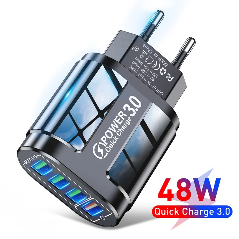 

Быстрое зарядное устройство Lov с 4 USB-портами, 3,0, 48 Вт