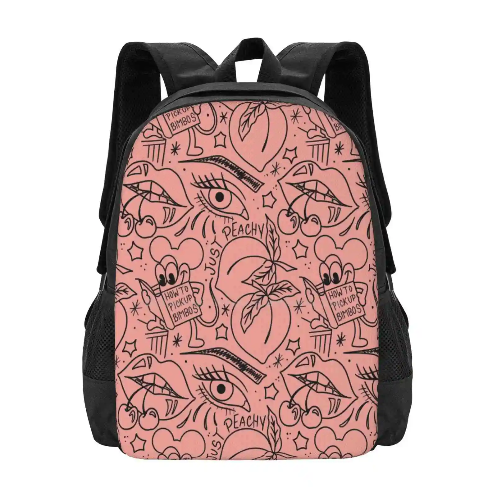 

Just Peachy Girl Eye Pattern Bimbos Peach Cherry Pattern Design Bagpack School Bags Traditional Tattoo Tattoos Flash