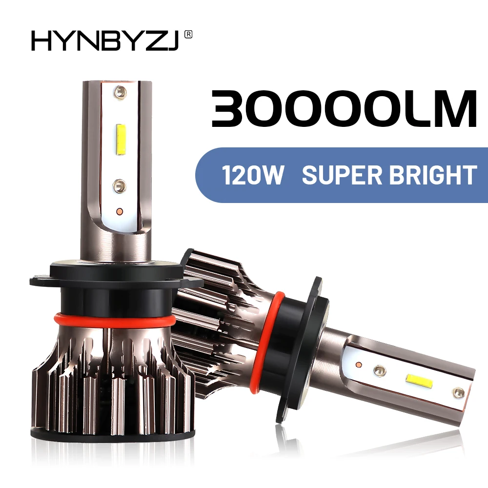 HYNBYZJ, две штуки, Φ H1 H7 H4 H11 Светодиодный 120W 30000LM 6500K для диапазона освещения 9V до 36V 200M