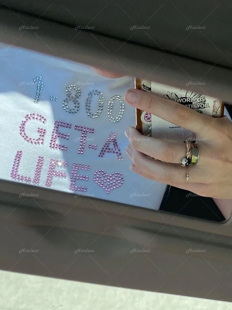 Женская футболка с коротким рукавом стразы Готическая надписью и графическим