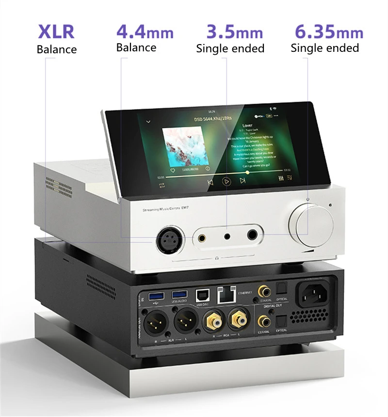 SHANLING EM7 Универсальный настольный музыкальный плеер AMP/DAC ES9038Pro Чип Усилитель для