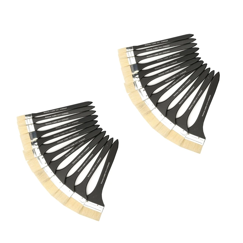 

K92C Gouache Brushes Different Size Flexible Flat Nylon Brush Head Wood Long Handle for Artist Oil Acrylic Art Wall Painting