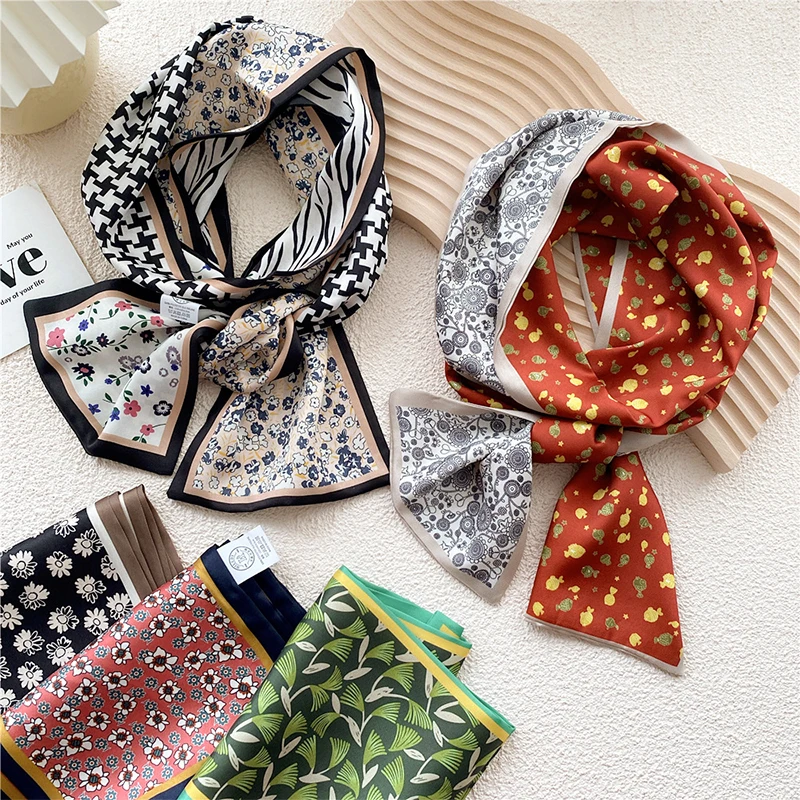 

Silk Scarf Women's Spring And Autumn New Small Long Four Seasons Tie Hair Band With Shirt Decoration Scarf Fashion Scarf Thin