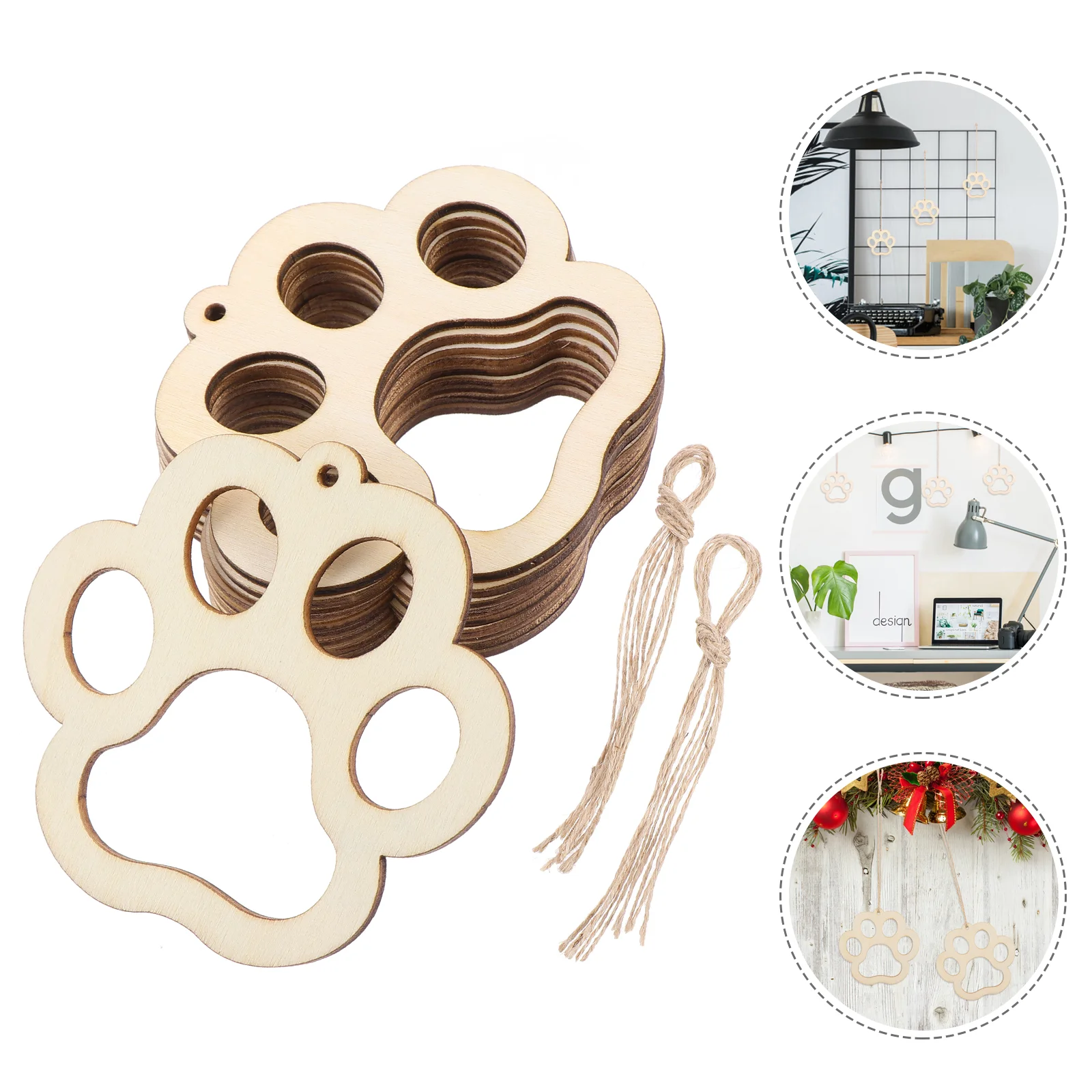 

Wood Wooden Cutouts Slices Paw Easter Ornaments Tag Crafts Hanging Diy Pendantunfinished Ornament Unpainted Print Embellishment