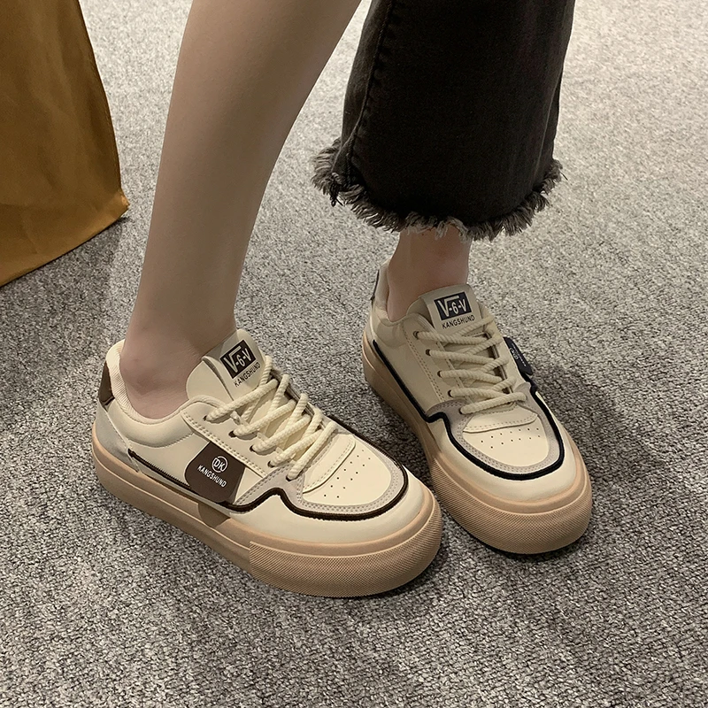 

Little White Shoes Female 2023 New Spring/Summer Board Shoes Children's Versatile Thick Sole Elevated Fashion Women's Shoes