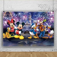 disney mickey mouse party backdrop boy girl birthday party baby shower photo background photographic studio props decor banner