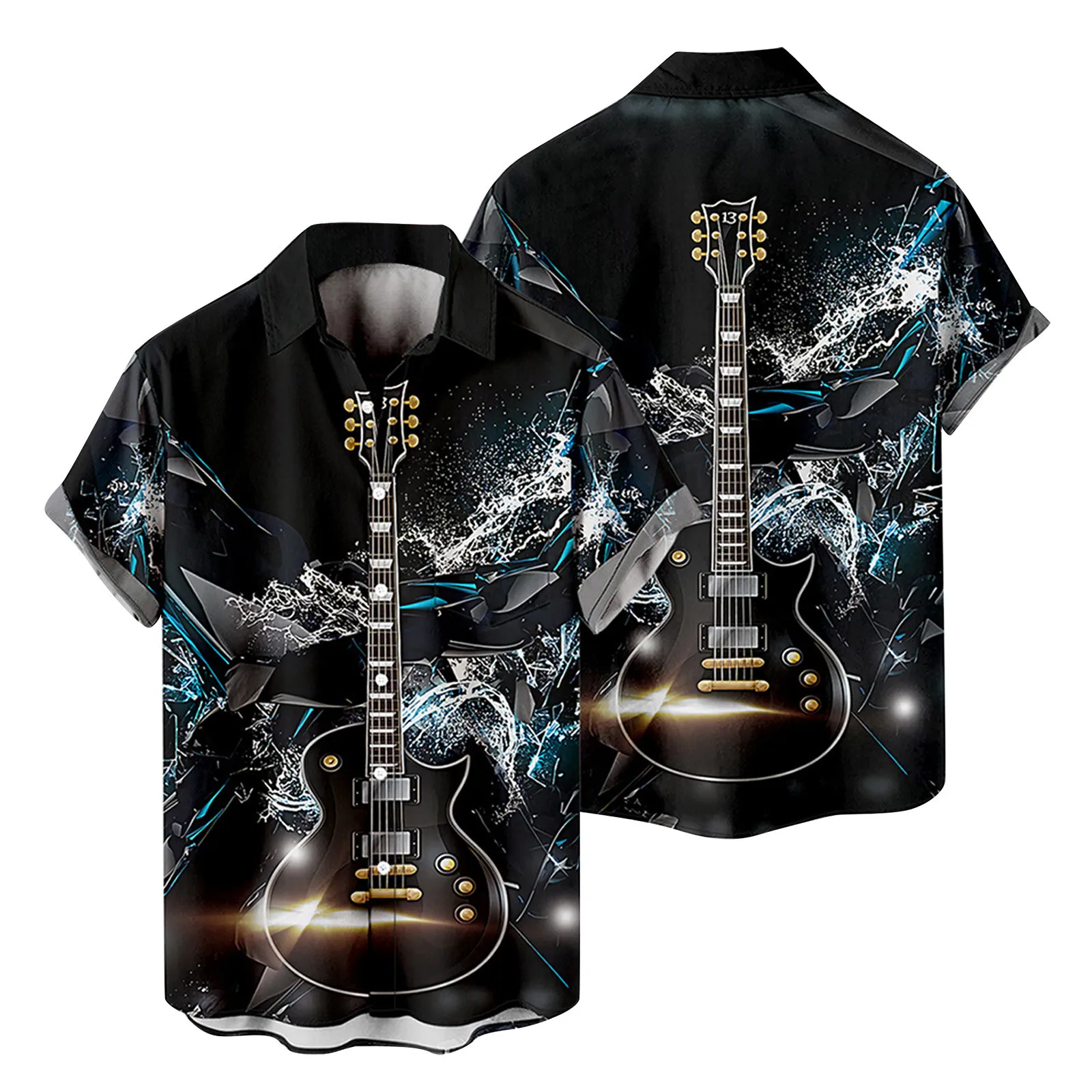 

Summer Hawaiian Men'S Shirt Short Sleeve Music 3d Fashion Printed Shirts For Men Casual Loose Tee Tops Rock Shirt Men Camisa Hot