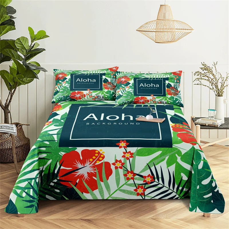 

Bedding Sets Tropical Plants Bed Sheet Fashion Design Queen Size Flat Sheet Boys Girls Bed Sheet Set Bed Sheets and Pillowcases