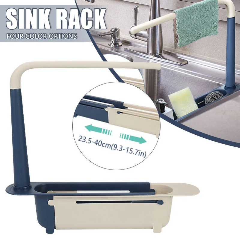 telescopic sink shelf scalable sink organizer sponge soap holder dishcloth shelves and supports kitchen gadgets accessories free global shipping