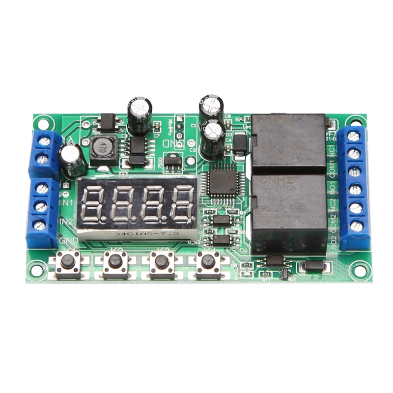

YF-7 Dual Channel Delay Relay Module Multifunctional Pulse Trigger Cycle Timer DC 7-30V Delay Time 0.01S-999M 5A