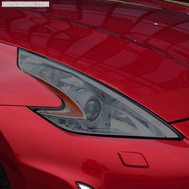 

2 шт., защитная пленка для автомобильных фар, дымчатый черный оттенок, виниловая прозрачная наклейка из ТПУ для Nissan 370Z Nismo 2008-2020