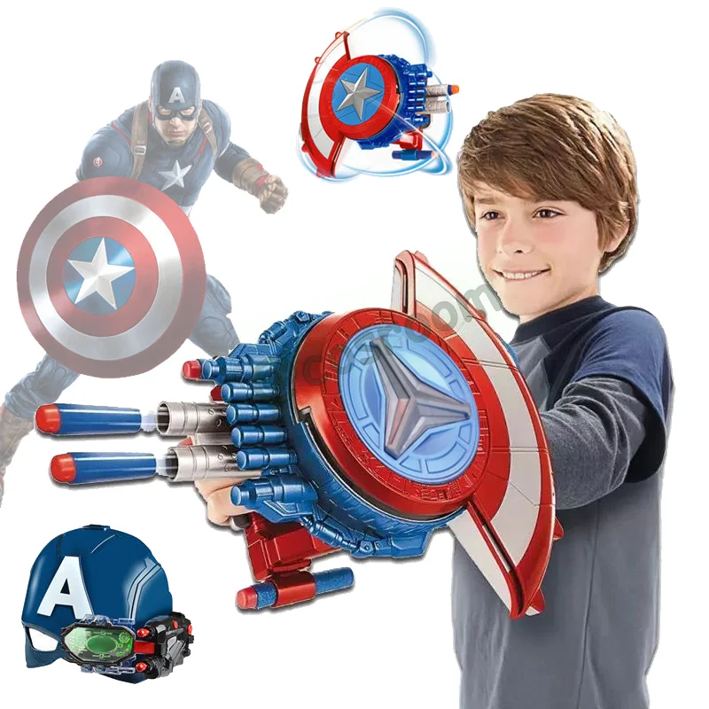 

Защитная пусковая установка Captain America, игрушечные мягкие пули, пистолет, маска Капитана Америка для детей, реквизит для косплея супергероев, ...