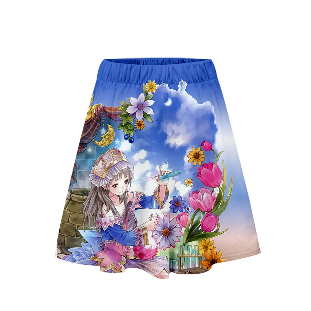 2022 New Summer Student Short Thin Knee Length Harajuku Casual Anime Kawaii Print Beach Elegant Party Woman Mini A-line Skirts