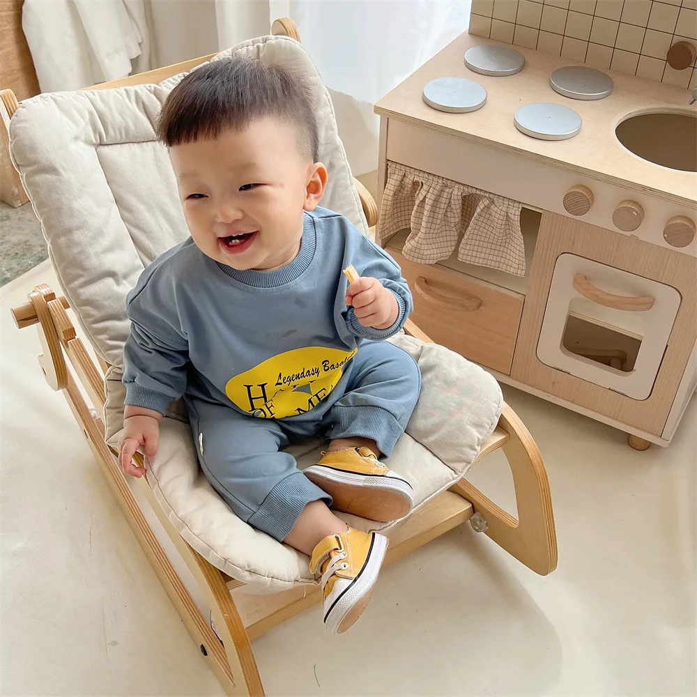

2022 Baby Loose Letter Long Sleeves Jumpsuit Toddler Boy Comfortable Simple Cotton Romper One Piece Girls New Outfits