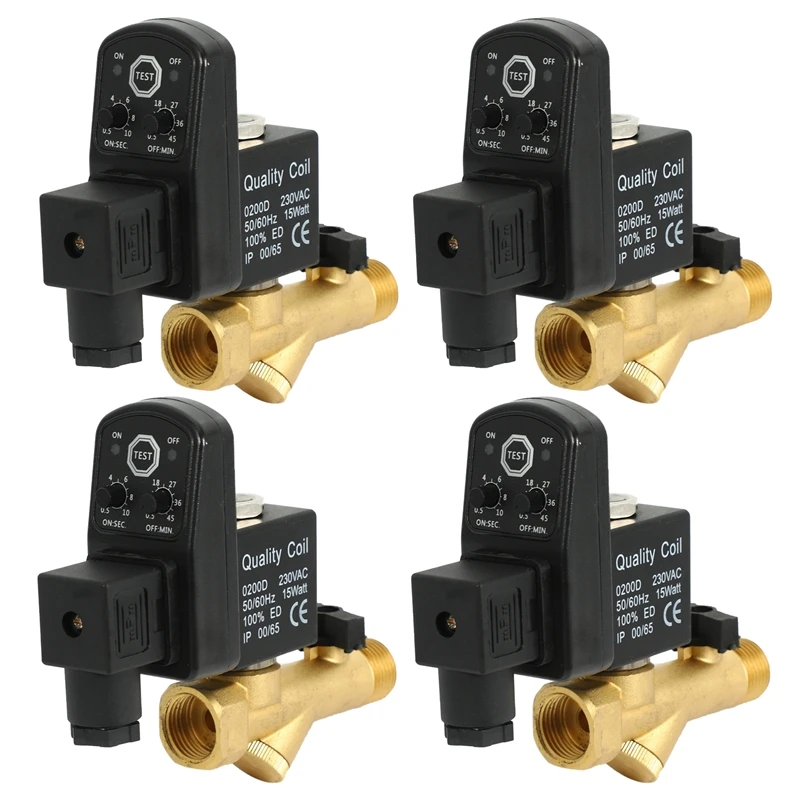 

4X AC 220V 1/2Inch Electronic Timed 2Way Air Compressor Gas Tank Automatic Drain Valve