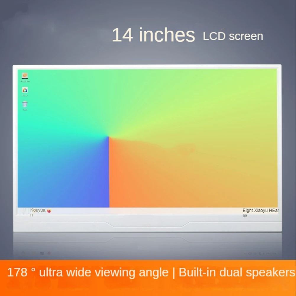 

14 Inch IPS Display+Bracket 1080P 178° Portable HDMI-Compatible Screen Display for Orange Pi 800 Keyboard PC EU Plug