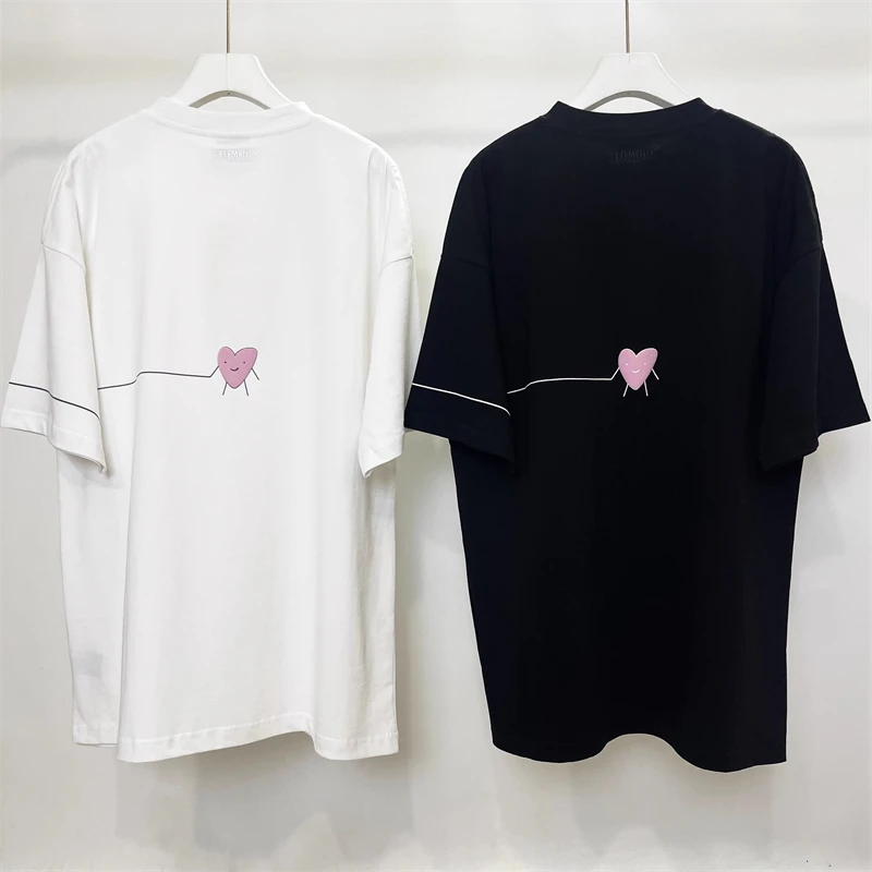 

23SS NEW Vetements Cartoon Heart Logo T-Shirt Men Women 1:1 Best Quality White Black Oversized VTM Top Tees T Shirt Jaqueta