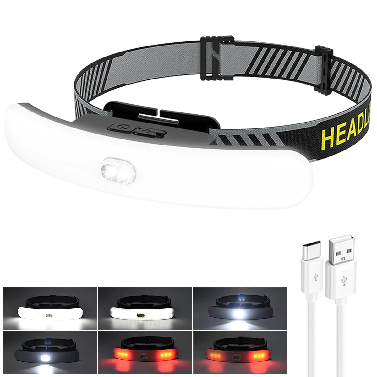 

USB Rechargeable Headlamp 42 LEDS COB Lights Outdoor Waterproof Smart Headlight Head Torchlight for Fishing Hiking Camping