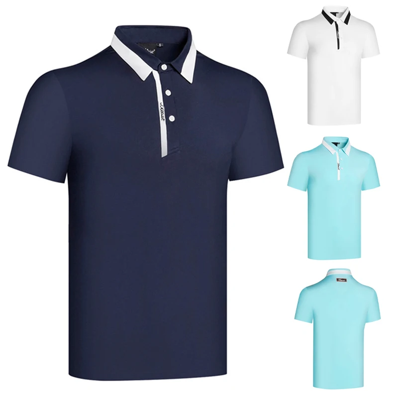 

Golf clothing men's sports polo shirt men's large golf sports short sleeve shirt breathable quick drying contrast color T-shirt