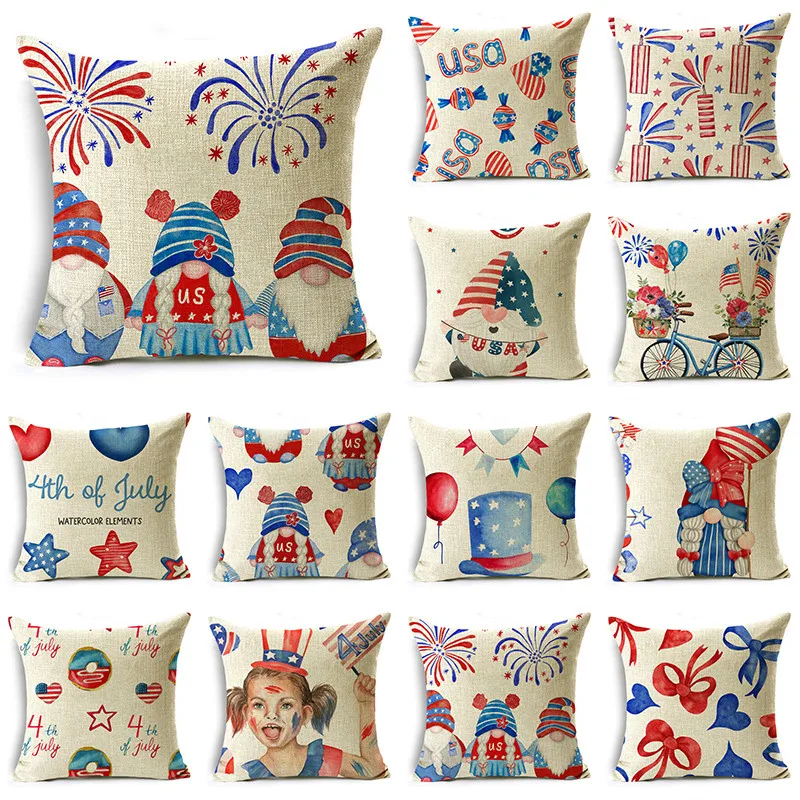 

Independence Day Series Pillowcase Creative Simple Sofa Car Office Lumbar Pillow Cushion Cover 40*40cm/45*45cm/50*50cm