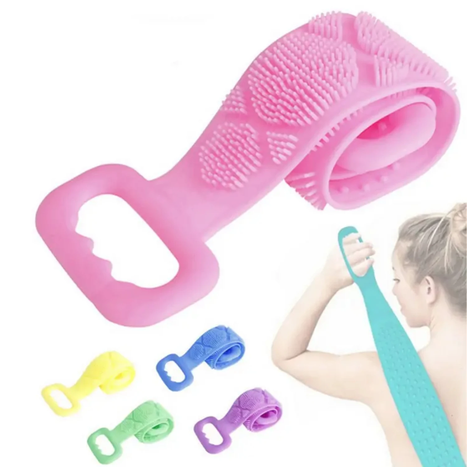 Soft and Flexible Silicone Long Strip Back Bath Brush for Men Women - 1pc Gentle Exfoliating Towel Rubbing M