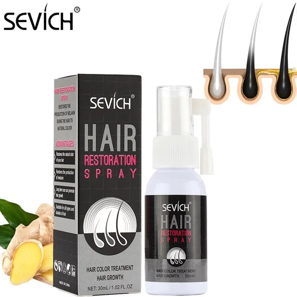 

30ML Grey Hair Treatment Serum Hair Growth Spray Restoration Black Hair Anti Hair Loss White Hair Repair Hair Loss Product