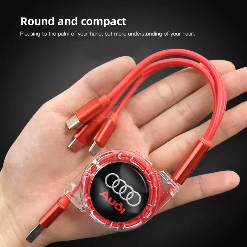 Интерьер автомобиля 3 в 1 Кабель для быстрой зарядки Micro USB типа C Audi Sline RS A1 A3 A4 A5 A7 A8