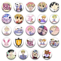 24pcs anime ouran high school host club cosplay badges cartoon collection bag breastpin for backpacks clothing pin brooch
