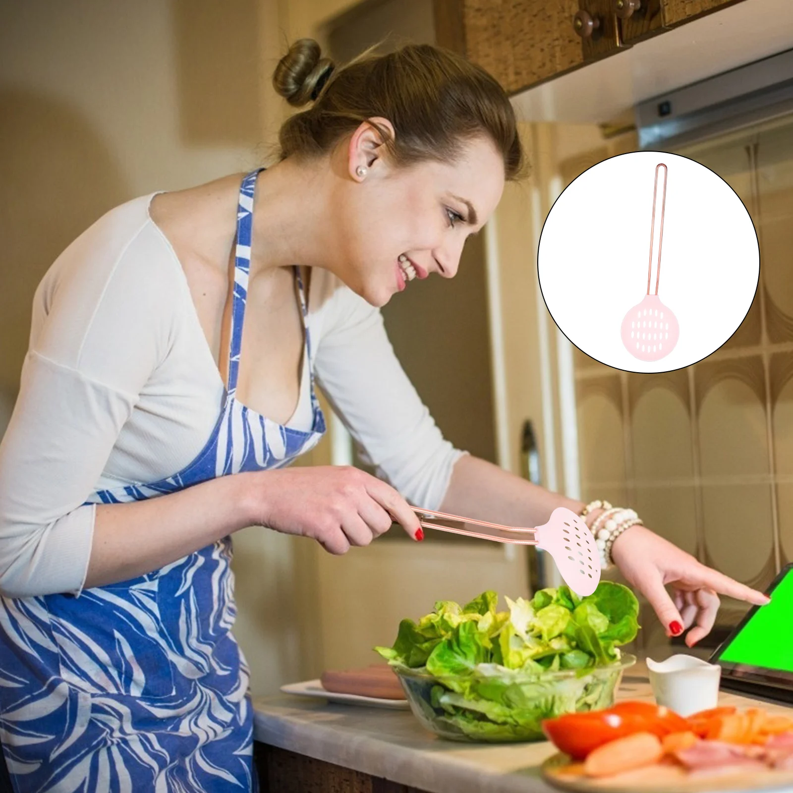 

Spoon Slotted Filter Kitchen Ladle Utensil Skimmer Nylon Largesteel Pot Hot Stainless Metal Serving Strainer