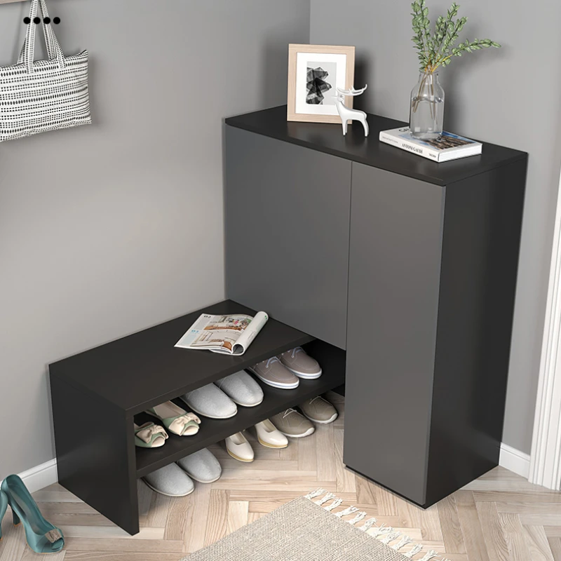 Шкаф для обуви черный современный комнатный органайзер хранения домашняя
